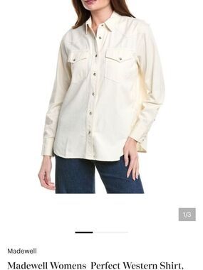 Madewell Women's Perfect Western Shirt in Cream NWOT
